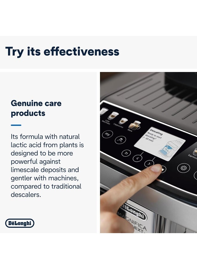 De'Longhi EcoDecalk Descaler, 2 x 100ml - Eco-Friendly Limescale Remover for Coffee Makers, Natural Lactic Acid, Extends Machine Life, Maintains Coffee Flavor, More Effective than Citric Acid DLSC200 - Image 4